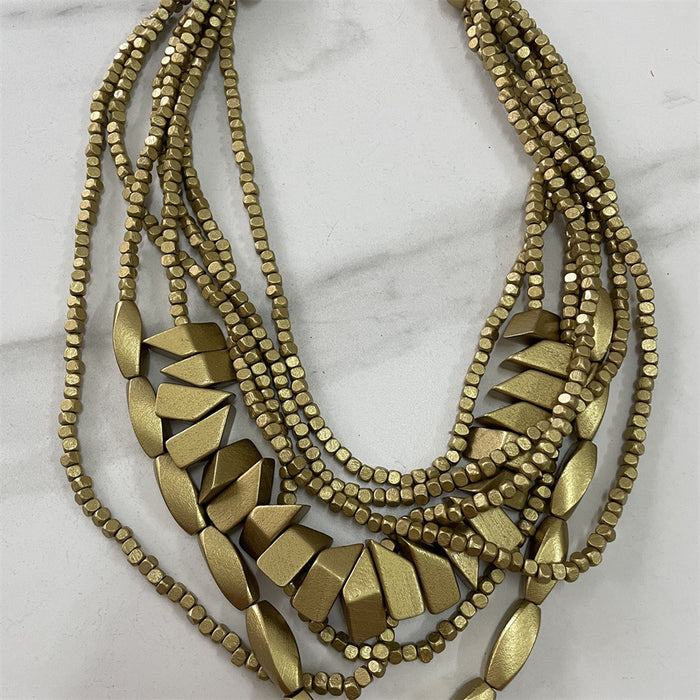 Wholesale Wooden Multi-layer Beaded Long Necklace JDC-NE-NanH006