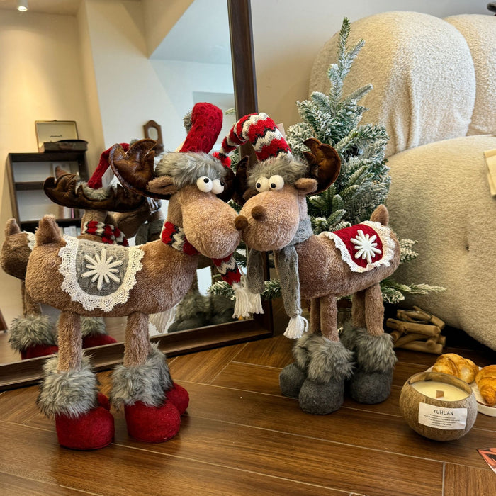 Wholesale Elk Doll Four Leg Standing Doll Santa Holiday Claus Snowman Doll Window Decorations Pendulum