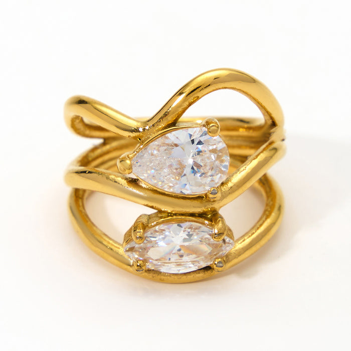 Wholesale Original design, high-end feel, stainless steel zircon inlaid ring, fashionable irregular bracelet