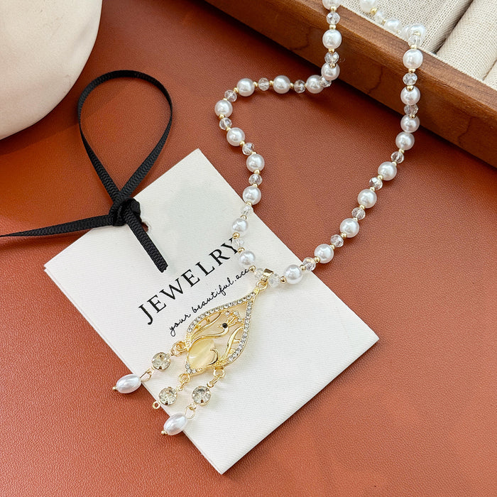 Wholesale New bead pearl tassel light luxury niche design elegant temperament collarbone chain