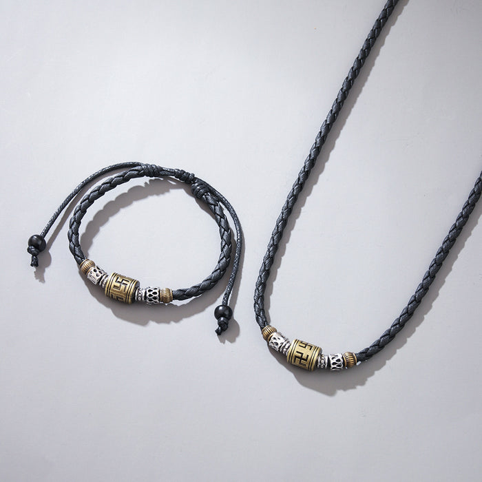 Wholesale Metal Pendant Braided Wax Cord Adjustable Bracelet JDC-BT-QiN011