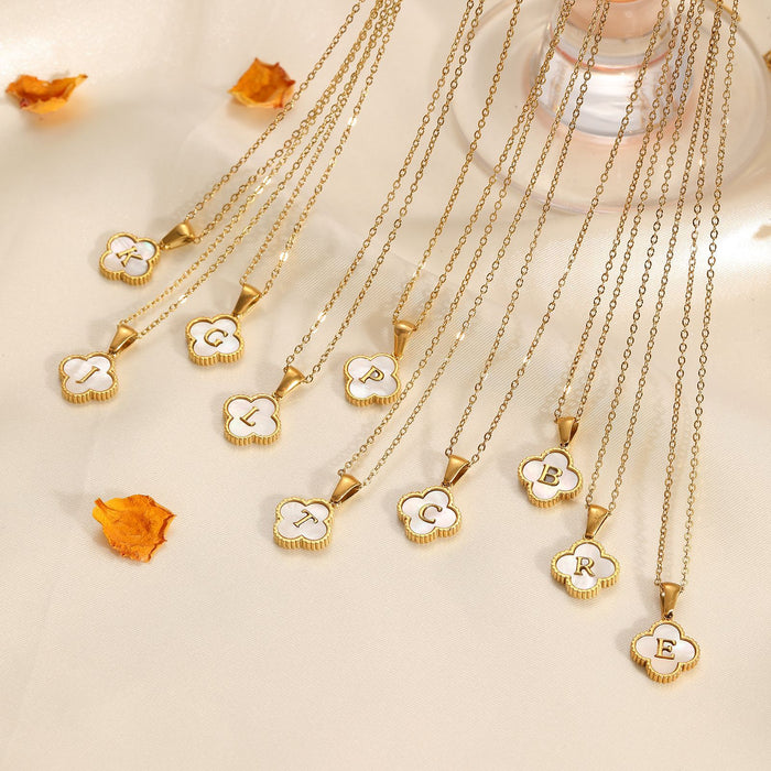 Wholesale Four-leaf clover pendant stainless steel 18K gold necklace