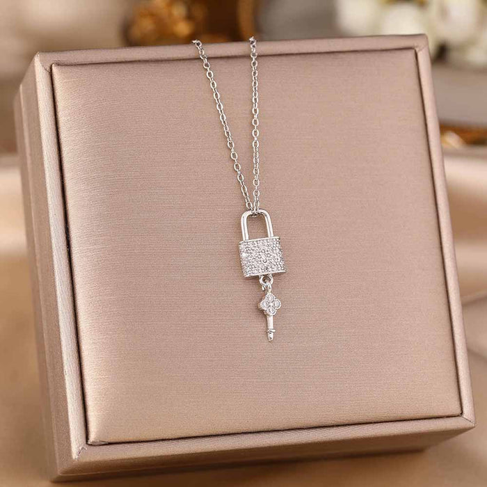 Wholesale Micro-Inlaid Zirconia Silver Titanium Steel Necklace JDC-NE-YinY001