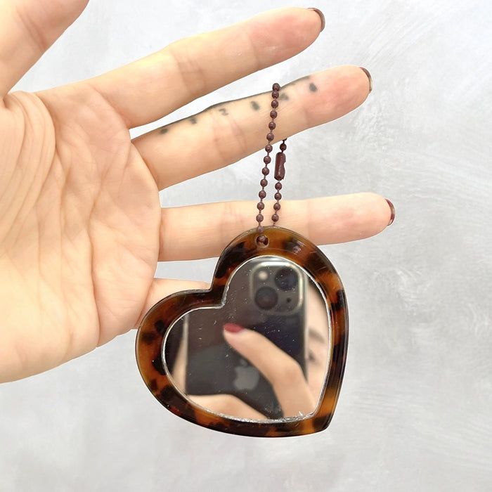 Wholesale Cartoon cat acetate leopard print makeup mirror keychain