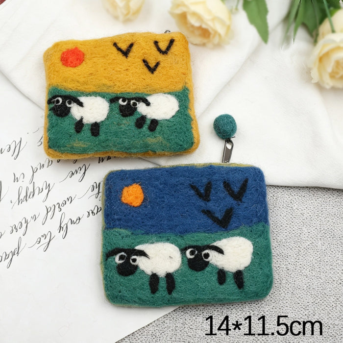 Wholesale Modern Felt Sheep Coin Purse Cute Cartoon Animal Phone Bag MOQ≥10