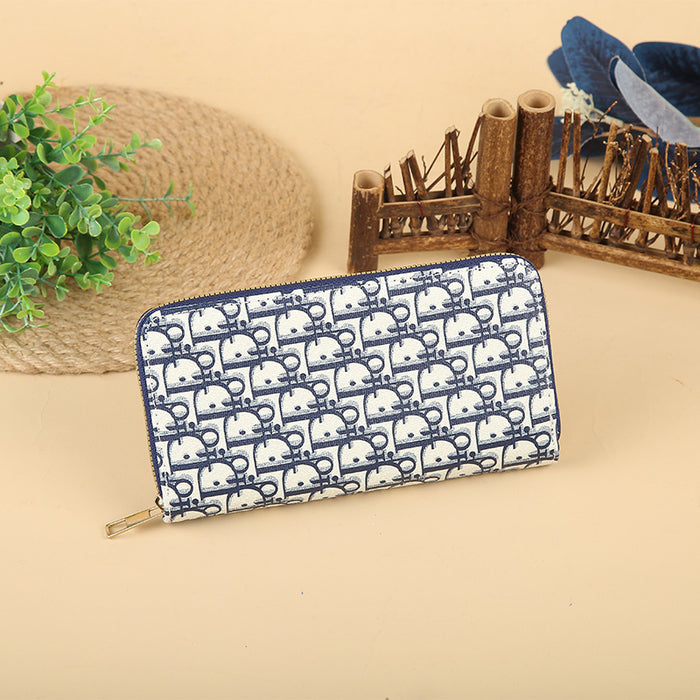 Wholesale Stylish Print PU Long Wallet Fashion Zip Around Clutch Trendy Everyday Handbag MOQ≥3