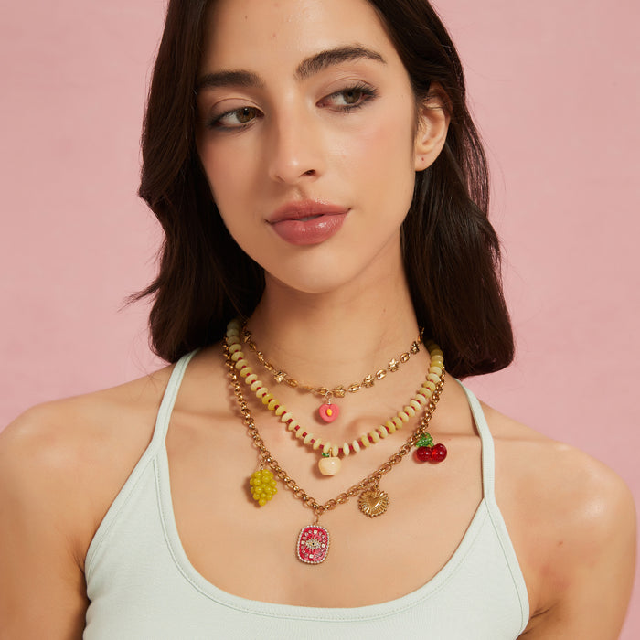 Wholesale New fashion trend titanium steel necklace with pendant, personalized temperament, fruit necklace, color preservation wholesale