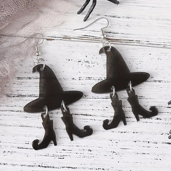 Wholesale   Evil Witch Hat Boots Halloween Earrings JDC-ES-Zhanh007