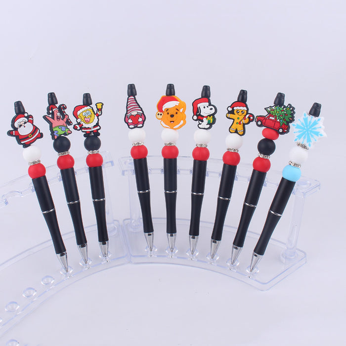 Wholesale Cartoon Christmas Santa Claus Silicone Plastic Bead Pen JDC-PN-GuangTian011