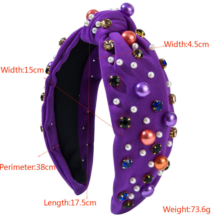 Wholesale Halloween Rhinestone Fabric Knotted Wide Brim Headband JDC-HD-HM025