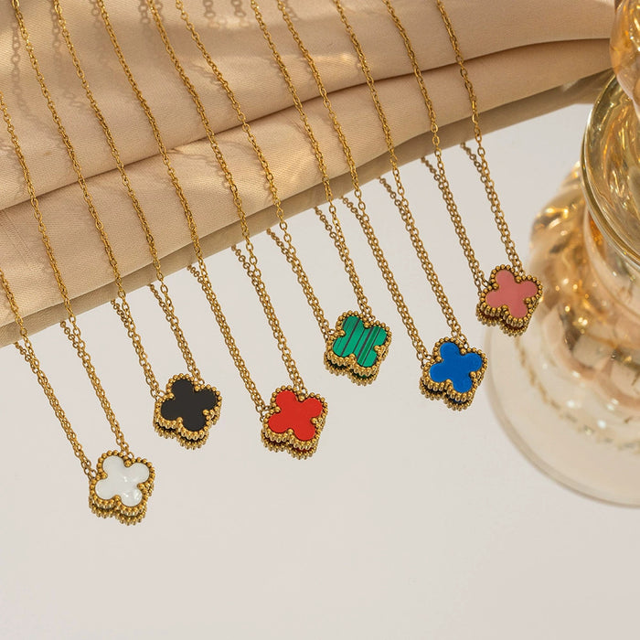 Wholesale Stainless Steel Double-Sided Four-Leaf Clover Necklace Women Titanium Steel