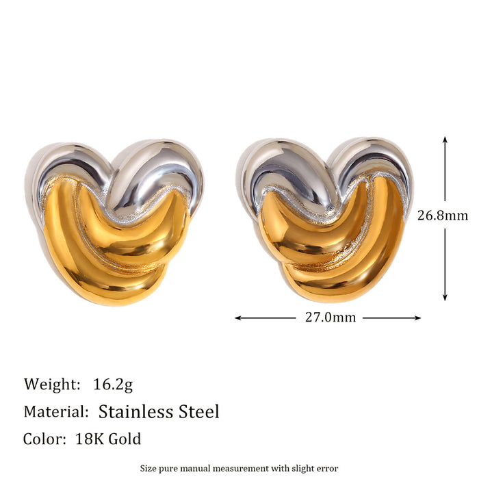 Wholesale Design Gold Earrings Stainless Steel Plated 18K Gold Double Color Mouth Christmas Tree Earrings for Women