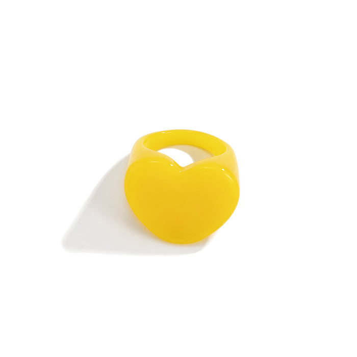 Wholesale  Heart-shaped Candy-colored Wide-brimmed Finger Ring