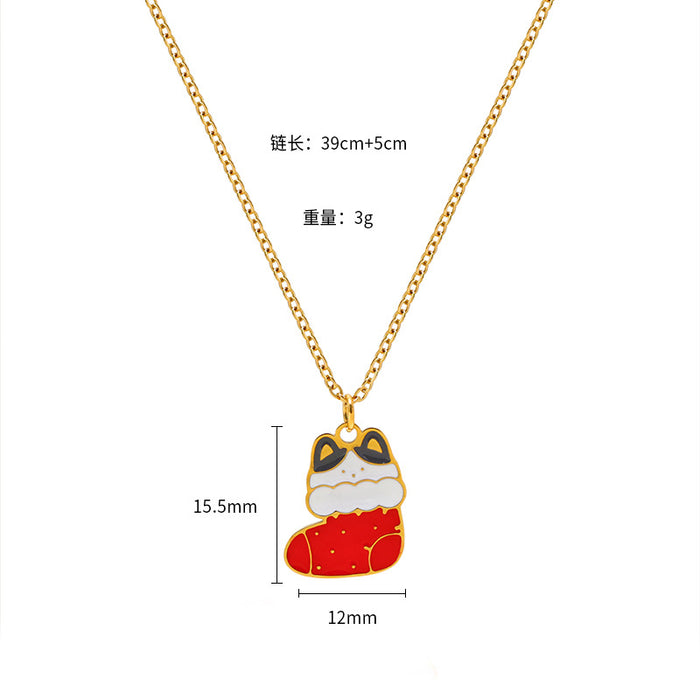 Wholesale Christmas Cartoon Oil Dripping Creative Design Necklace