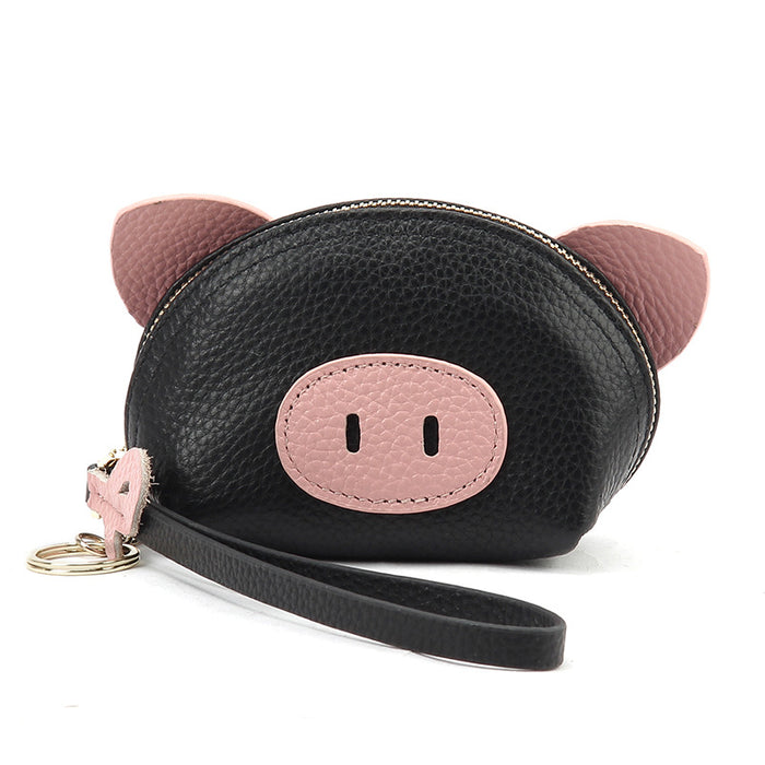 Wholesale Cute Hand Wallet Women's Cartoon Small and Exquisite Piglet Genuine Leather Zipper Coin Coin Coin Purse