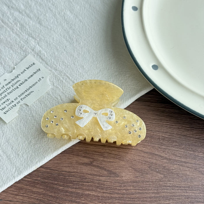 Wholesale Lace Bow Rhinestone Claw Hair Clip,  Sparkling Gold Acetate Hair Accessory
