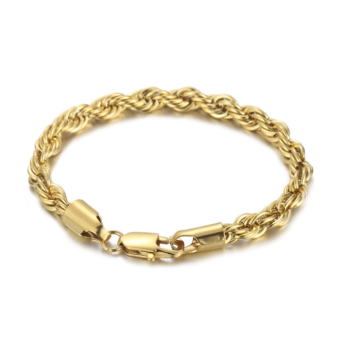 Wholesale 2pcs 18K Gold Two-color Twist Chain Stainless Steel Bracelet JDC-BT-KaLun001