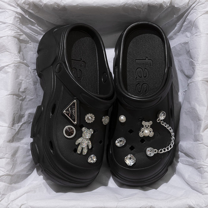 Wholesale platform sandals clogs DIY diamond embellished sandals clogs closed toe sandals clogs