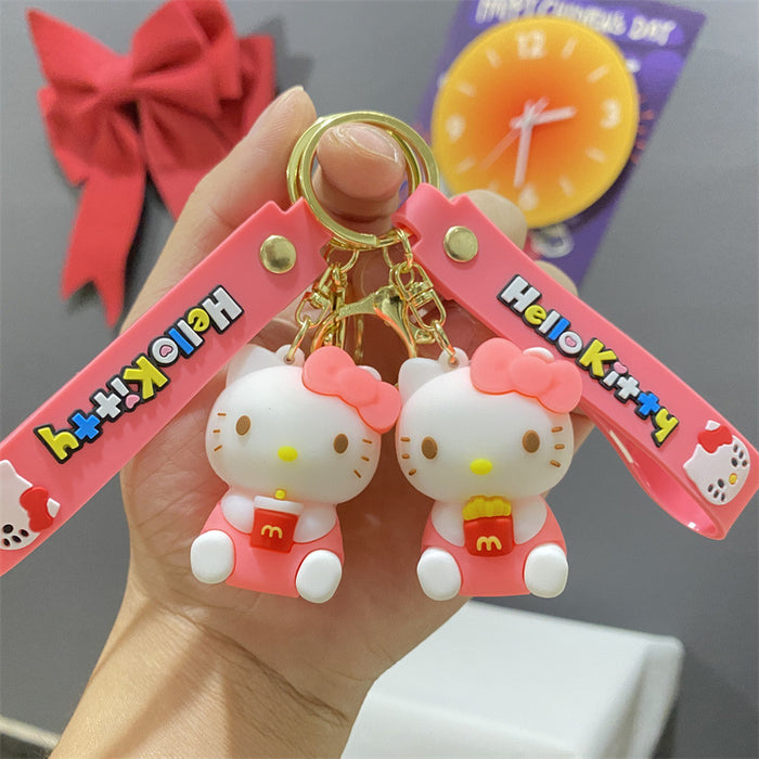 Wholesale Cartoon cross-dressing cat key chain cute national style  school keychain