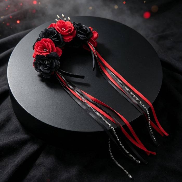 Wholesale Black Rhinestone Tassel Gothic Headband  Party Cosplay Fashion Accessory