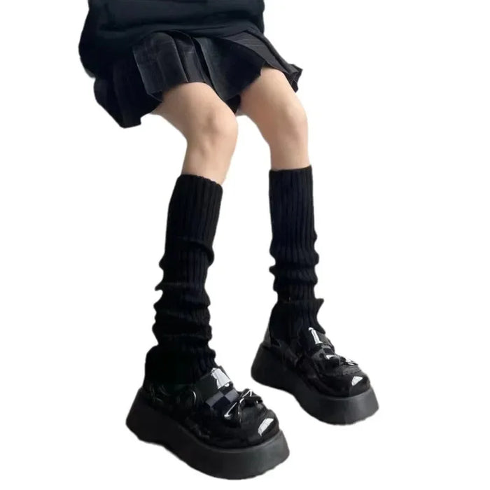 Wholesale Spring and Autumn Straight Knitted Vertical Strip Stacked Socks Warm Mid tube Socks Calf Socks