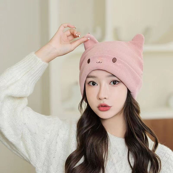 Wholesale Confinement cap postpartum pregnant women autumn and winter hat female knitted toe cap wool hat face-looking cute cold hat winter