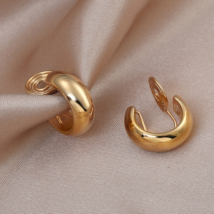 Wholesale Ear Clip Earrings Simple Metallic Ear Stud Earrings Small Ear Ring Circle Female