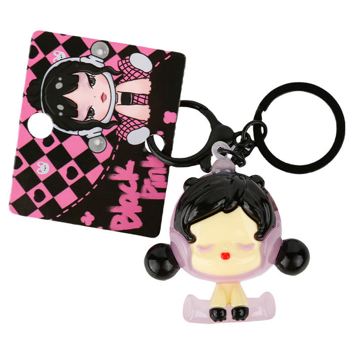 Wholesale Original Girl Keychain Electroplating UV Cartoon Doll Couple Keychain Bag Pendant Small Gift