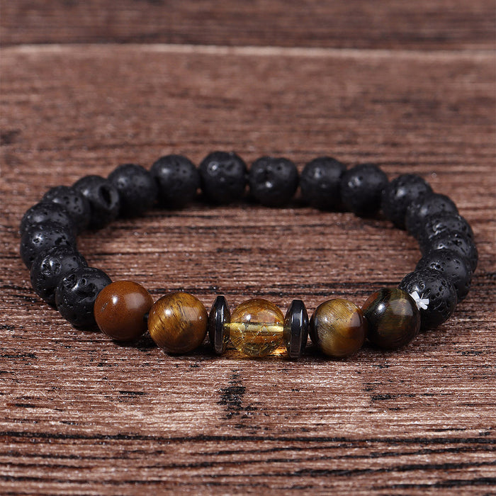 Wholesale Specially designed for volcano yellow tiger eye natural stone bead bracelet men's retro bracelet bracelet bracelet single circle set