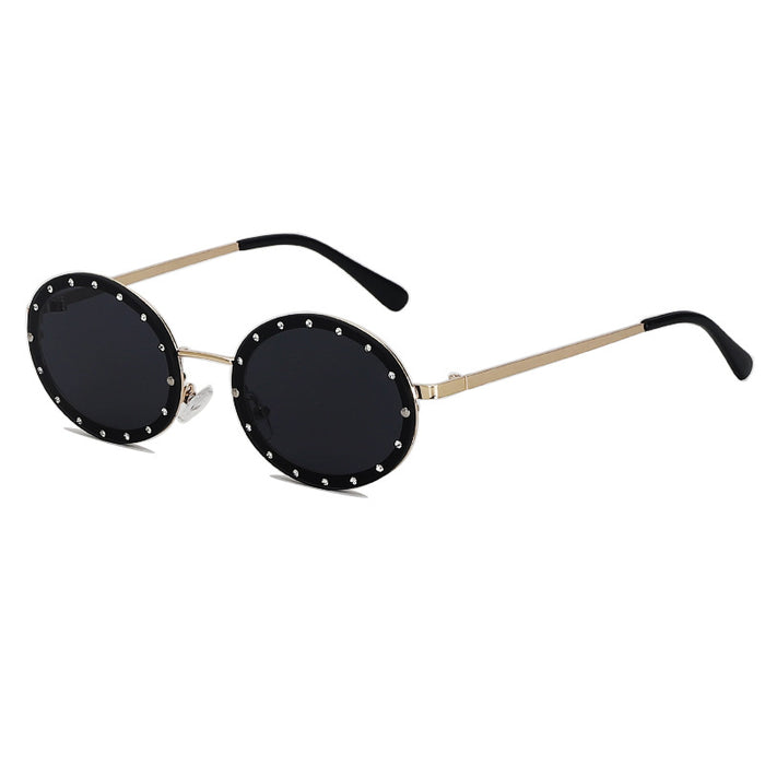 Wholesale Metal Frame PC Oval Diamond Sunglasses JDC-SG-ZS001