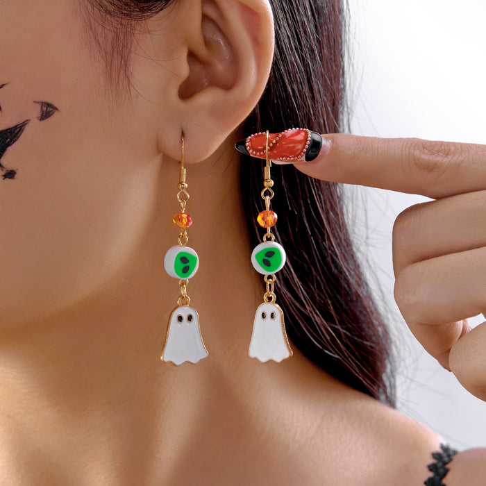 Wholesale  earrings creative pumpkin bat skull rhinestone acrylic earrings exquisite diamond ghost earrings