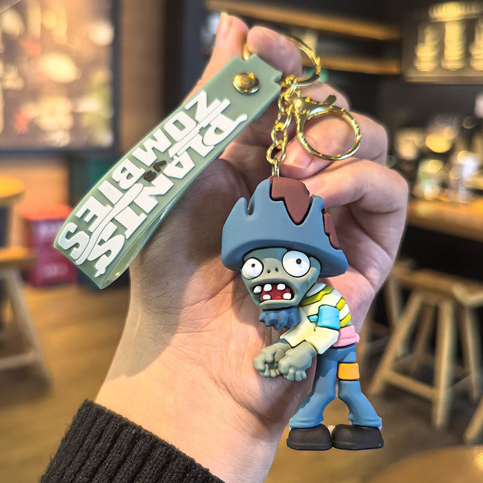 Wholesale Silicone Plant and Zombie Keychain Cute Gift for Kids