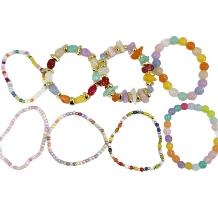 Wholesale Colorful Beaded Bohemian Elastic Stacking Bracelet Acrylic Jewelry Accessory MOQ≥5