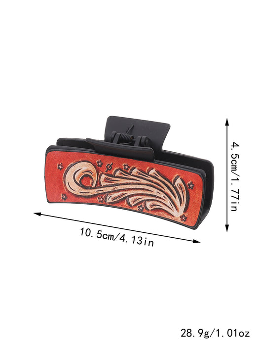 Wholesale Western Denim Style Horse Hair Craft Leather Women' s Hair Clip Grab Clip Shark Clip Hair Accessories Clip