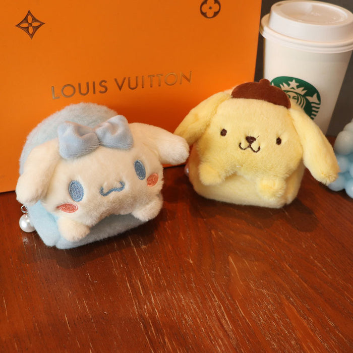 Wholesale Cute Plush Bow Coin Purse Keychain Solid Yellow Fashion Accessory Bag Charm