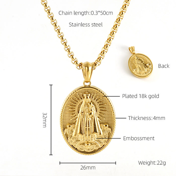 Wholesale Vintage Cross Virgin Mary Stainless Steel Necklace