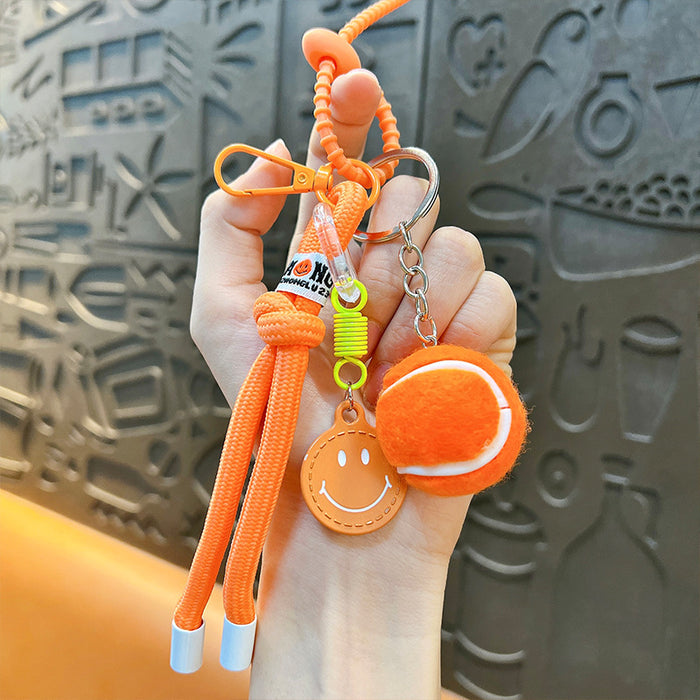 Wholesale Colorful Smiley-Face Tennis Ball Car Keychain