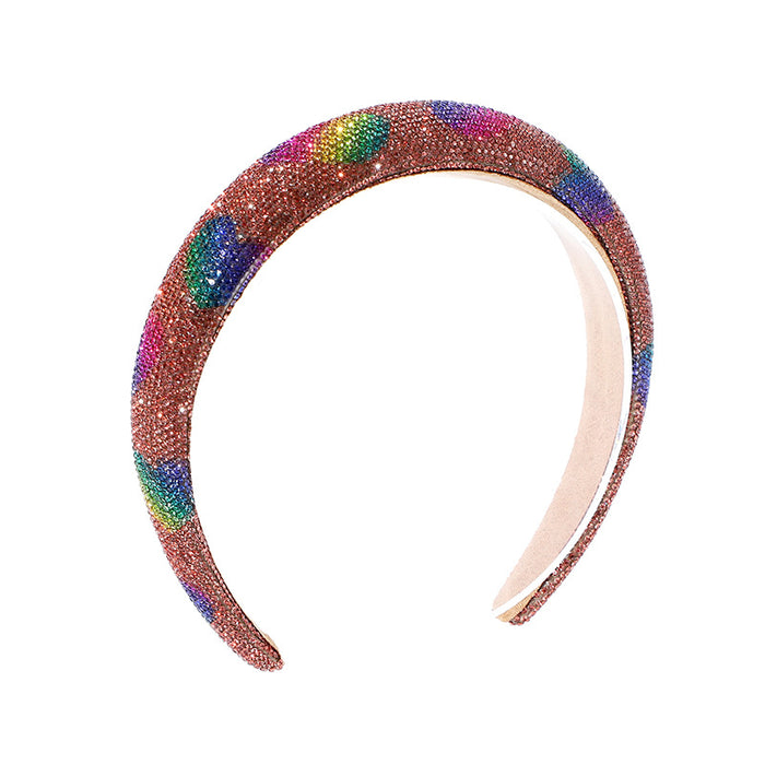 Wholesale Love heart rhinestone full diamond headband sponge high skull top female headband hair accessories