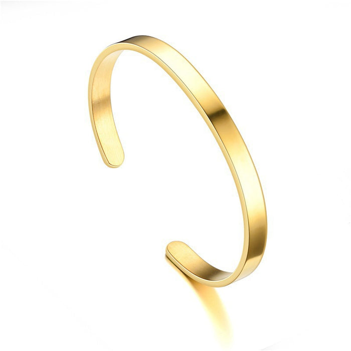 Wholesale Open-face polished C-shaped stainless steel bracelet