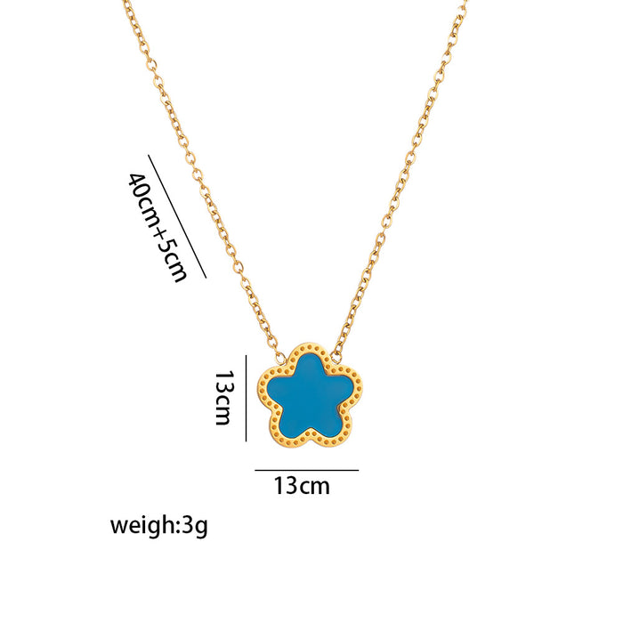 Wholesale plum blossom fritillary pendant diamond titanium steel necklace female niche flower