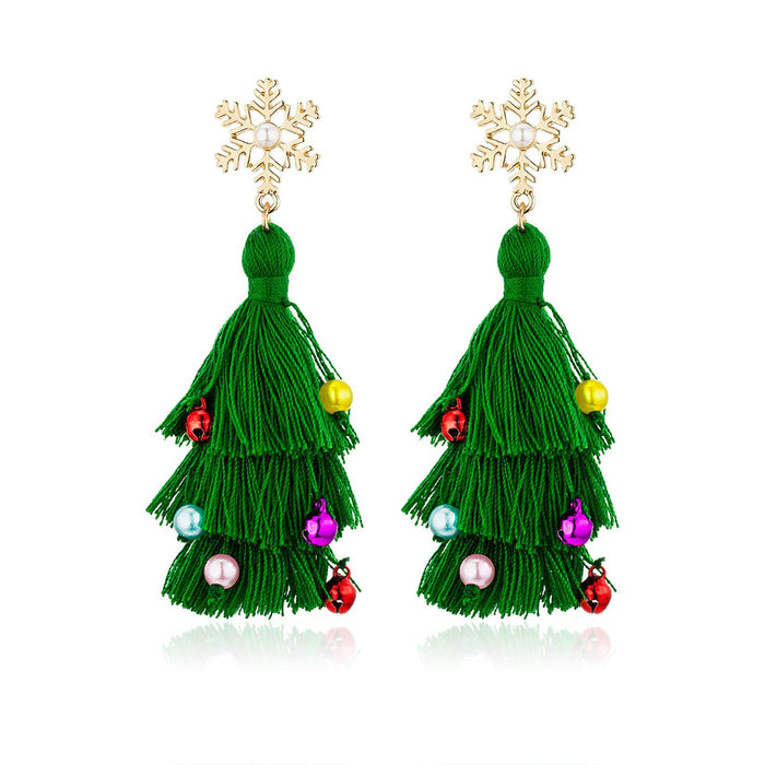 Wholesale Christmas Cartoon Christmas Tree Bell Light Bulb Snowflake Alloy Earrings JDC-ES-ManTi003