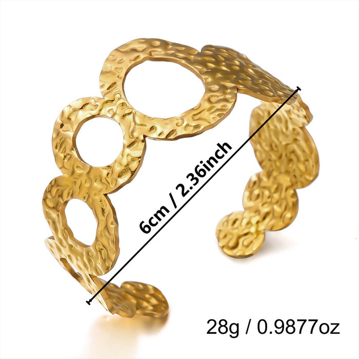 Wholesale Stylish Stainless Steel Open Cuff Bracelet Gold Plated Geometric Cutout Design