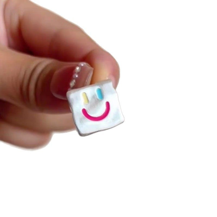 Wholesale Colorful smiling square earrings with a simple and high-end feel, cute earrings