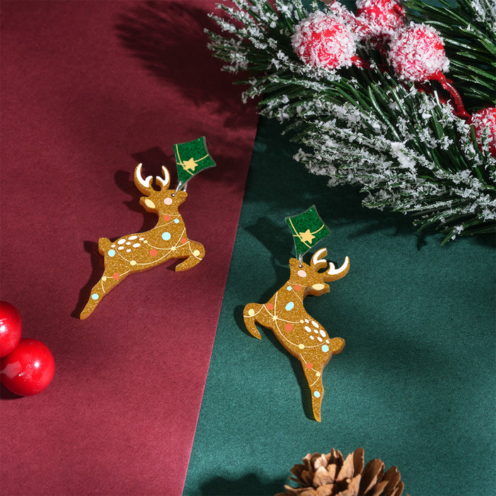 Wholesale Acrylic Christmas Tree Hat Stocking Elk Earrings