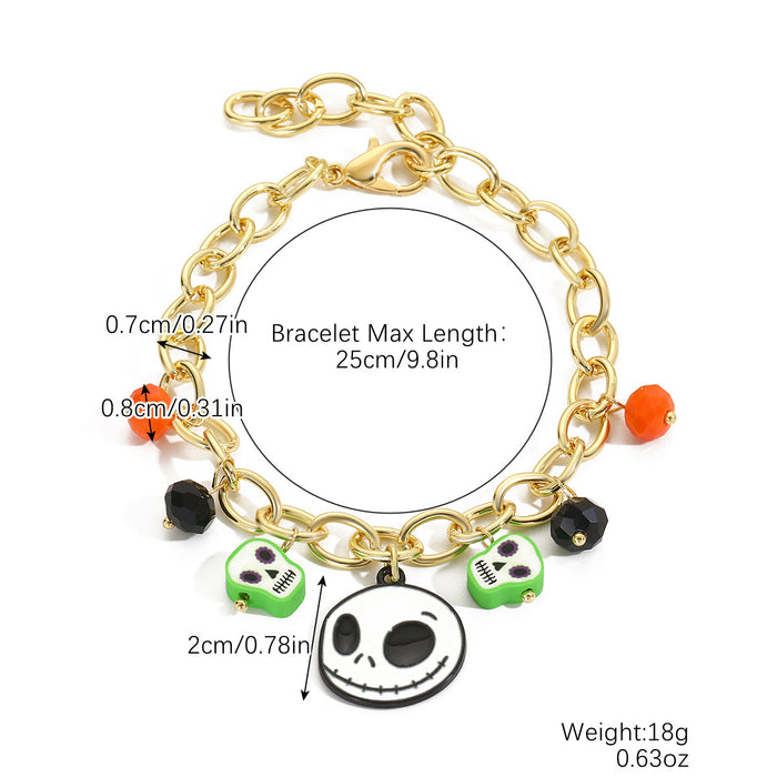 Wholesale Bracelet suit Beads Orange Pumpkin Skull Pendant Halloween Bracelet