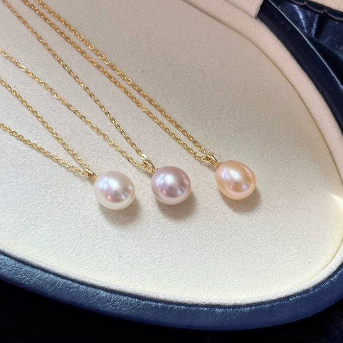 Wholesale Natural Freshwater Pearl Pendant s925 Silver Plated 18k Gold Necklace White Light