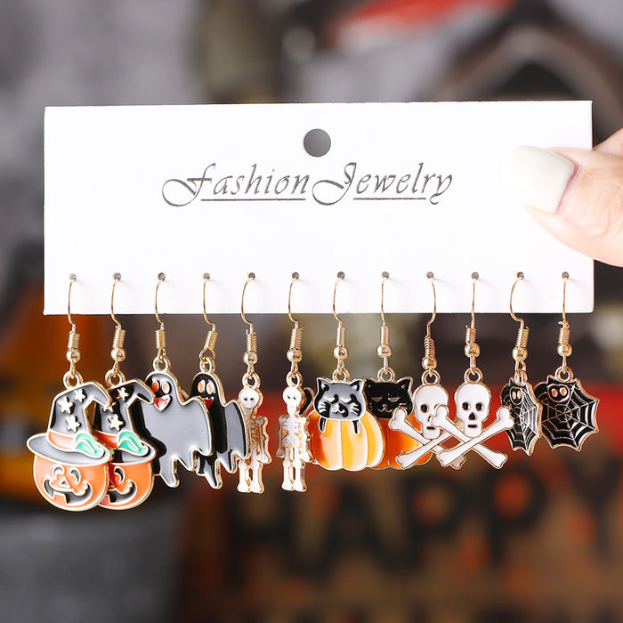 Wholesale Zinc Alloy Earring Set Ghost Pumpkin Skull Drop Earrings Party Gift