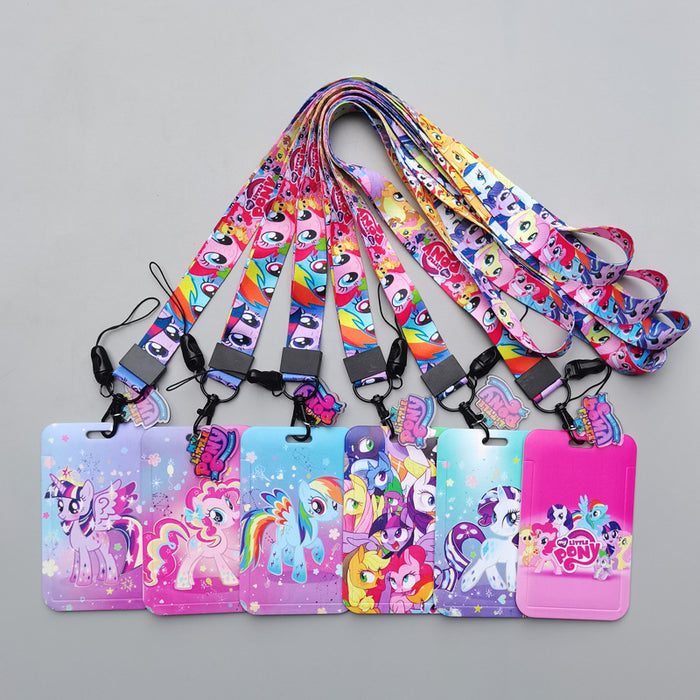 Wholesale Cartoon Pony Long Rope Lanyard Keychain ID Set  Pendant