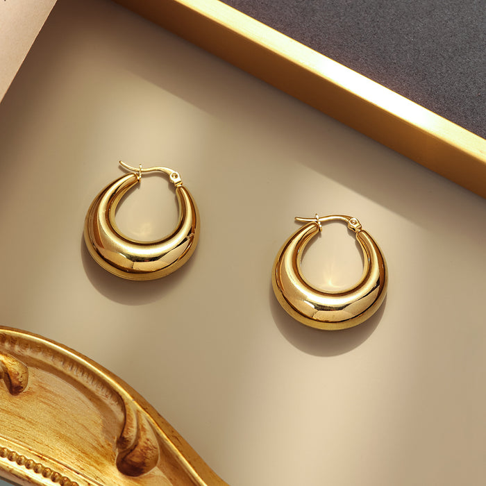 Wholesale Stainless steel geometric solid smooth earrings are fashionable, simple, and high-end ear loops and accessories