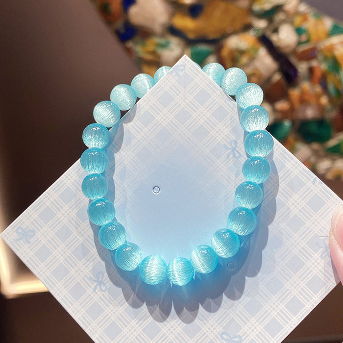 Wholesale Trendy Cat' s Eye Glass Beaded Bracelets Handmade Geometric MOQ≥3